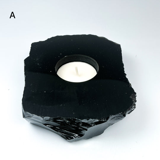 Black Obsidian Candle Holder - Rocks and Gems Canada