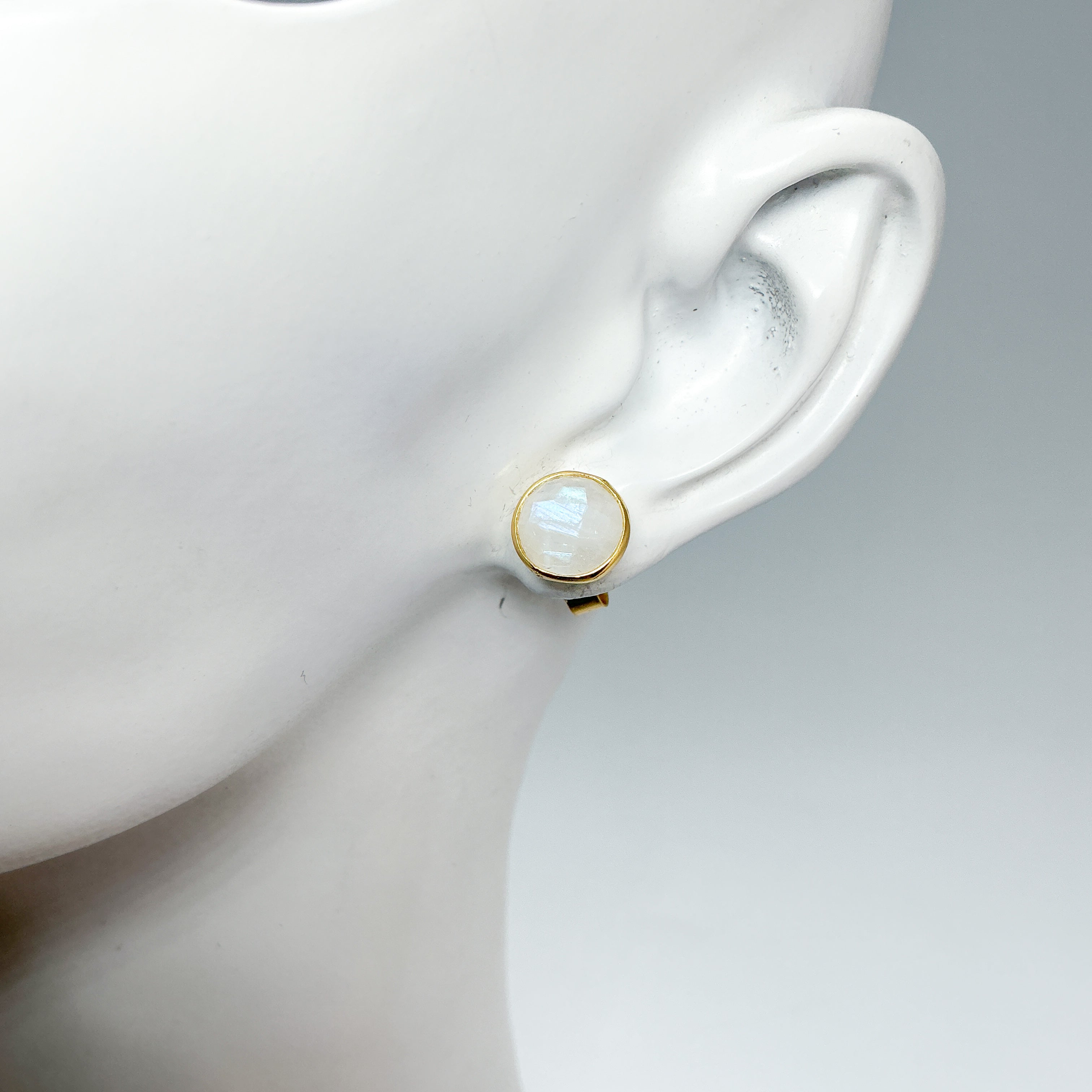 Rainbow Moonstone Stud Earrings - Rocks and Gems Canada