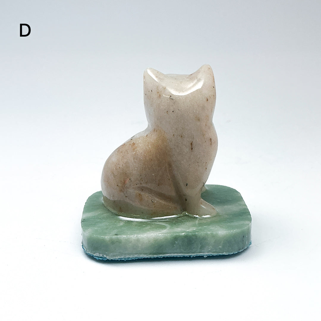 Champagne Jade Cat On Base - Rocks and Gems Canada