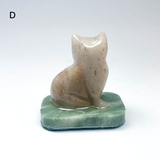 Champagne Jade Cat On Base - Rocks and Gems Canada