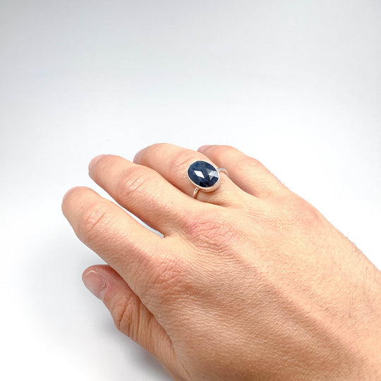 Dark Blue Sapphire Ring-Rocks and Gems Canada