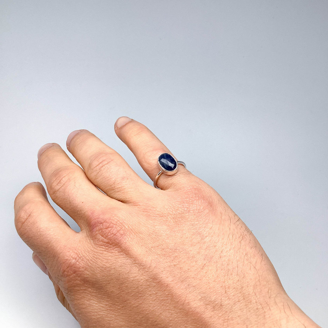 Dark Blue Sapphire Ring-Rocks and Gems Canada