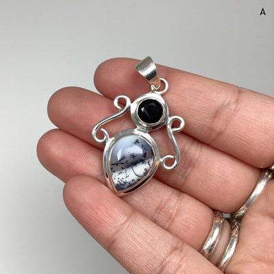 Dendritic Opal and Black Onyx Pendant