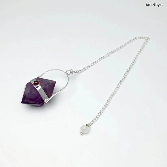 Double Terminated Gemstone Pendulum with Pink Tourmaline-Rocks and Gems Canada