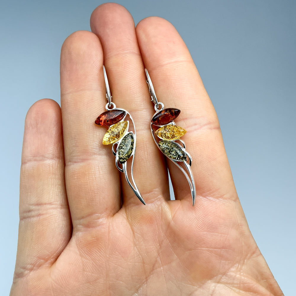 Mixed Amber Wings Dangle Earrings - Rocks and Gems Canada