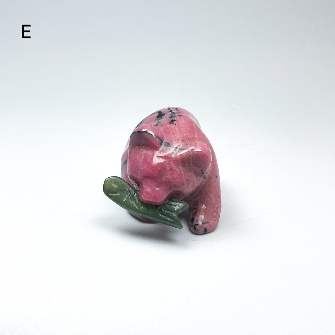 Rhodonite Bear with Canadian Jade Fish Carving - Rocks and Gems Canada
