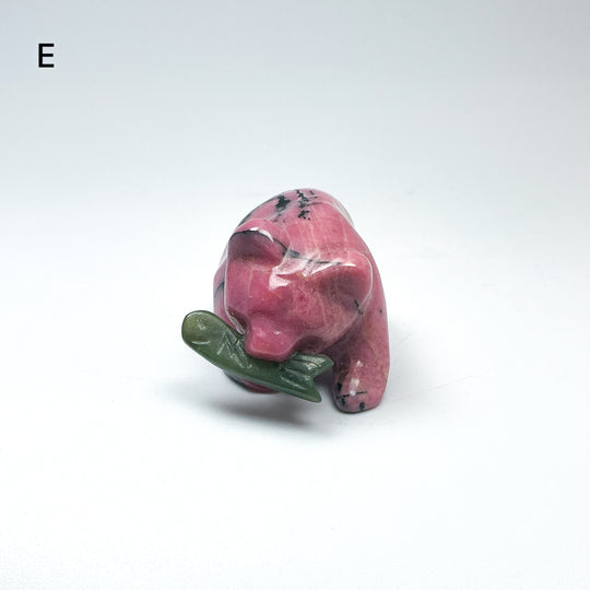 Rhodonite Bear with Canadian Jade Fish Carving - Rocks and Gems Canada