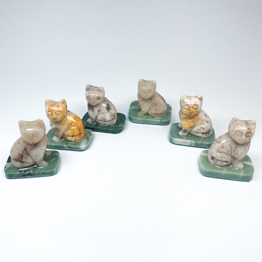 Champagne Jade Cat On Base - Rocks and Gems Canada