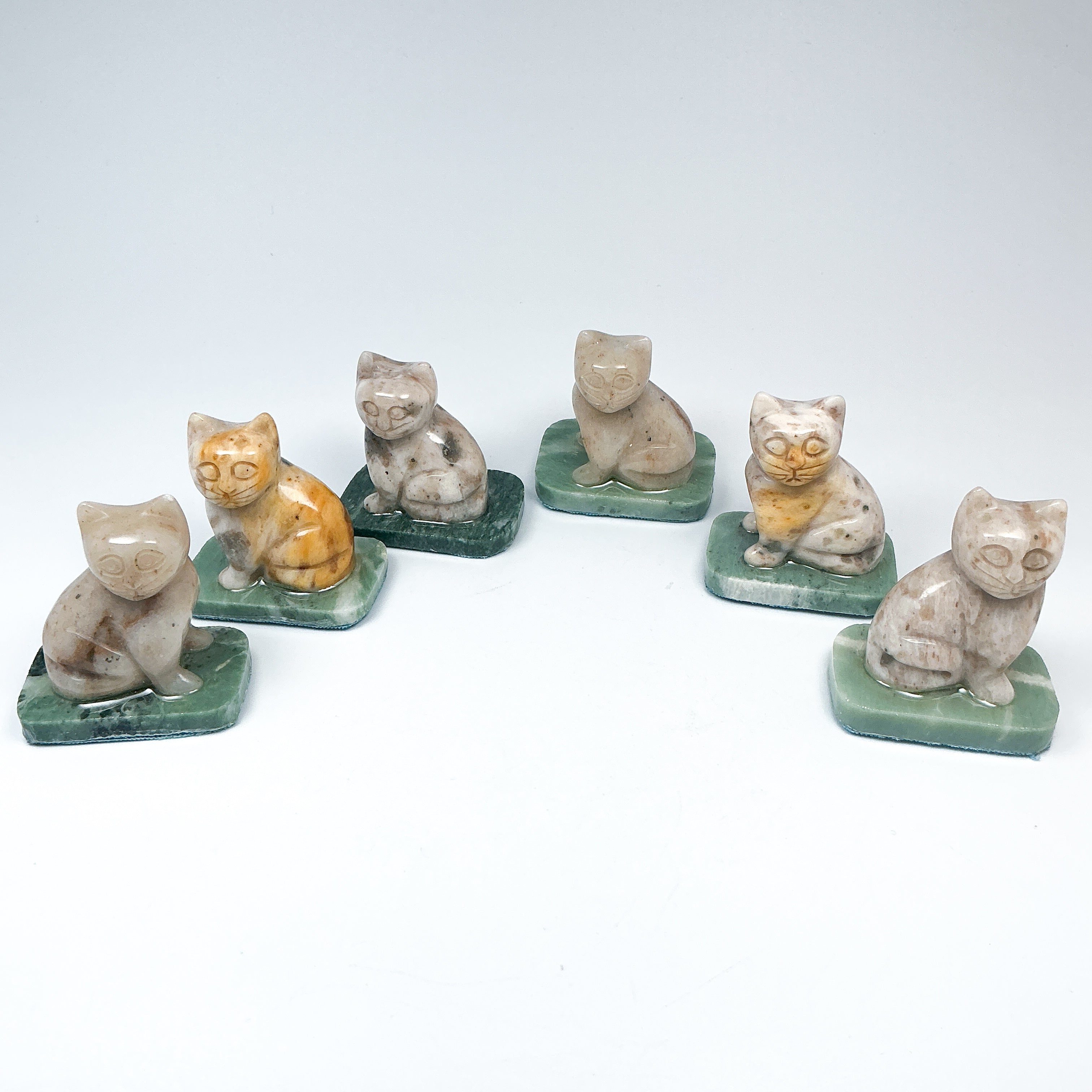 Champagne Jade Cat On Base - Rocks and Gems Canada