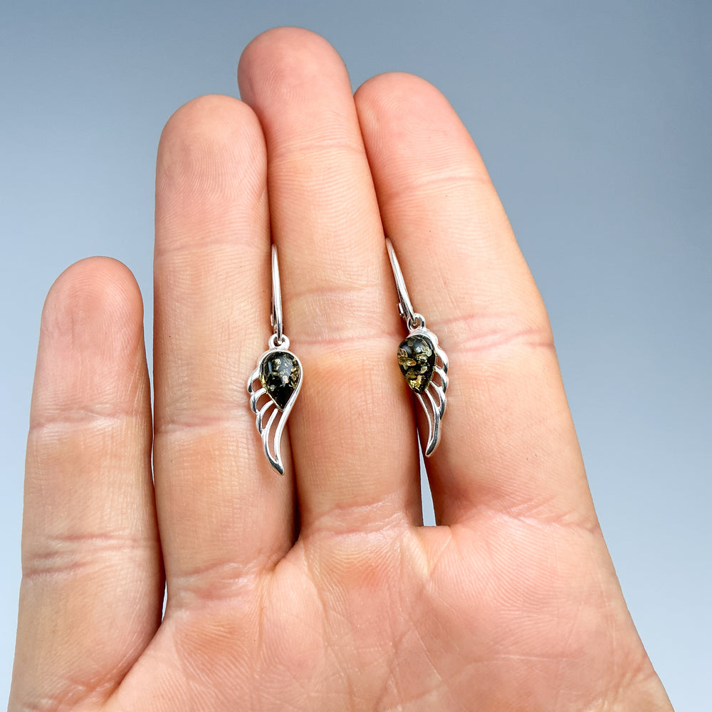 Green Amber Sun Dangle Earrings - Rocks and Gems Canada