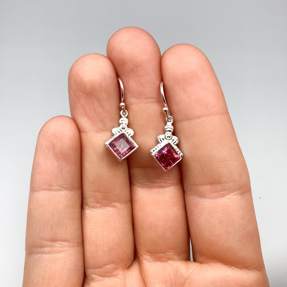 Pink Tourmaline Dangle Earrings
