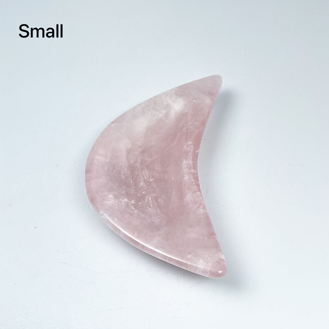Carved Rose Quartz Half Moon Bowl - Rocks and Gems Canada