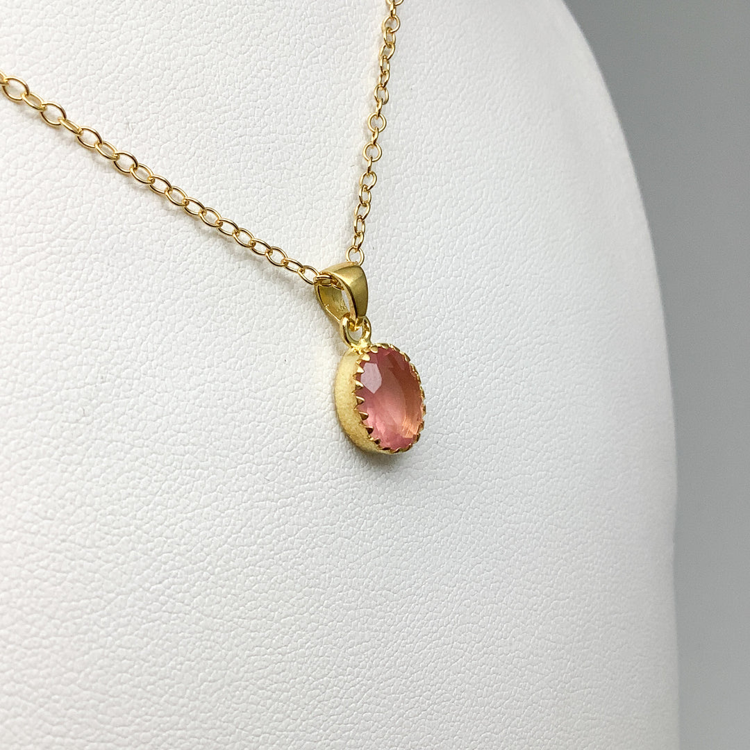Rose Quartz Gold Finish Pendant - Rocks and Gems Canada