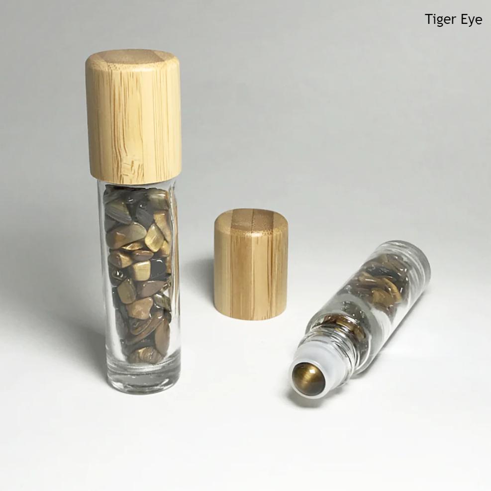 Essential Oil Roller Bottle with Gemstone Chips