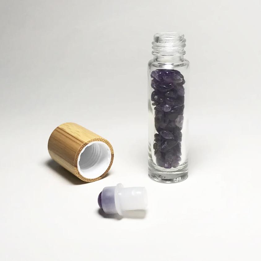 Essential Oil Roller Bottle with Gemstone Chips