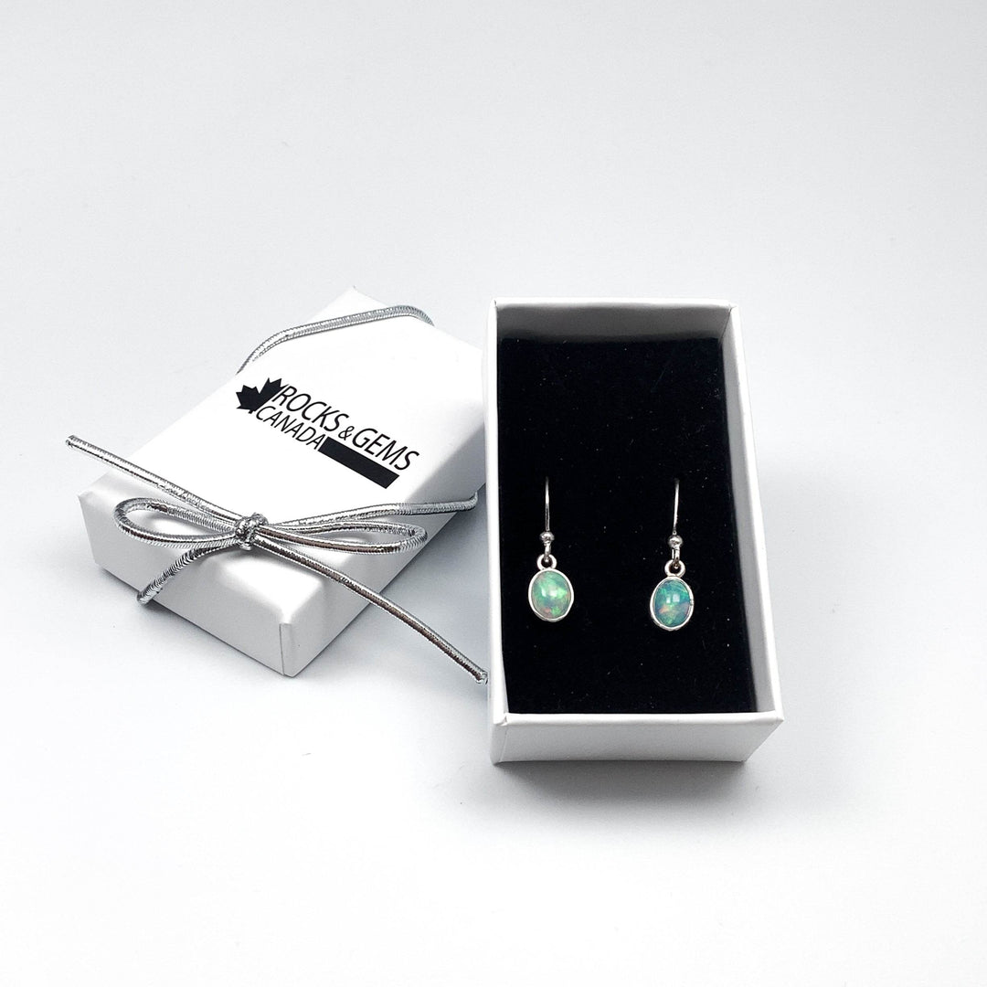 Ethiopian Fire Opal Dangle Earrings-Rocks and Gems Canada
