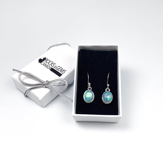 Ethiopian Fire Opal Dangle Earrings-Rocks and Gems Canada