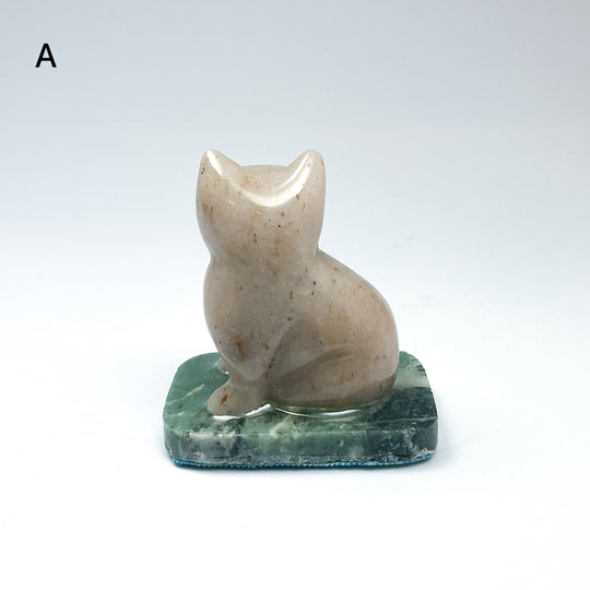 Champagne Jade Cat On Base - Rocks and Gems Canada