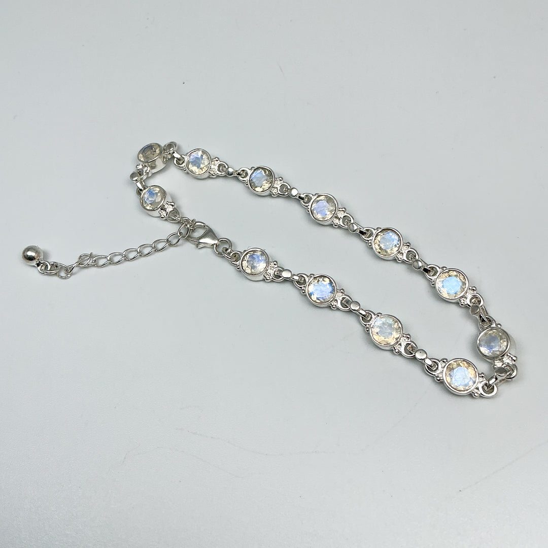 Rainbow Moonstone Sterling Silver Bracelet