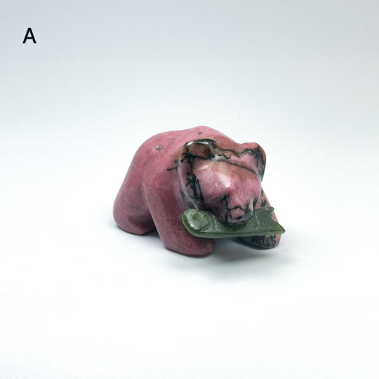 Rhodonite Bear with Canadian Jade Fish Carving - Rocks and Gems Canada