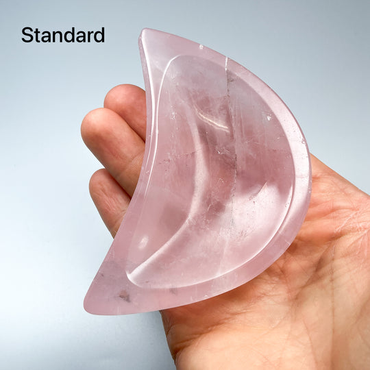Carved Rose Quartz Half Moon Bowl - Rocks and Gems Canada