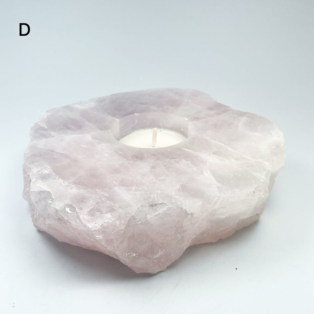 Rose Quartz Candle Holder - Rocks and Gems Canada