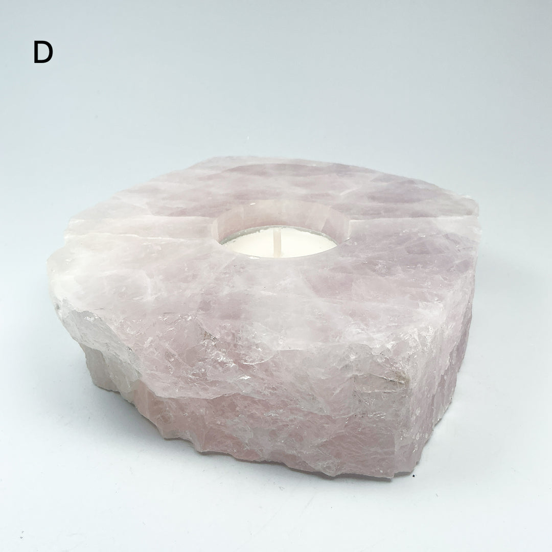 Rose Quartz Candle Holder - Rocks and Gems Canada