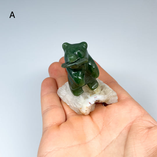 Jade Bear Carving on Base