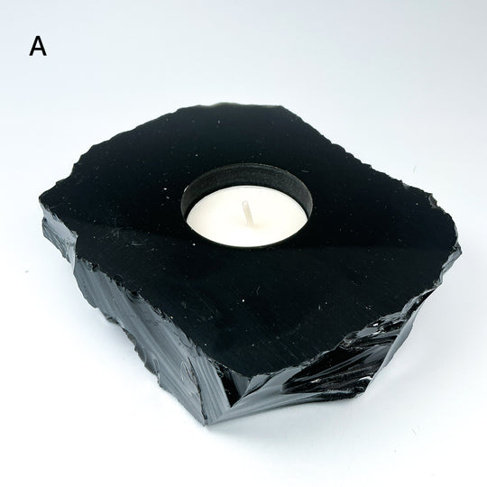 Black Obsidian Candle Holder - Rocks and Gems Canada