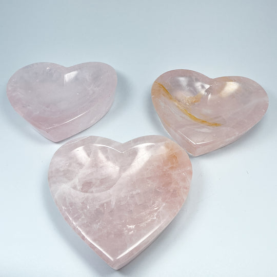Carved Rose Quartz Heart Bowl - Rocks and Gems Canada