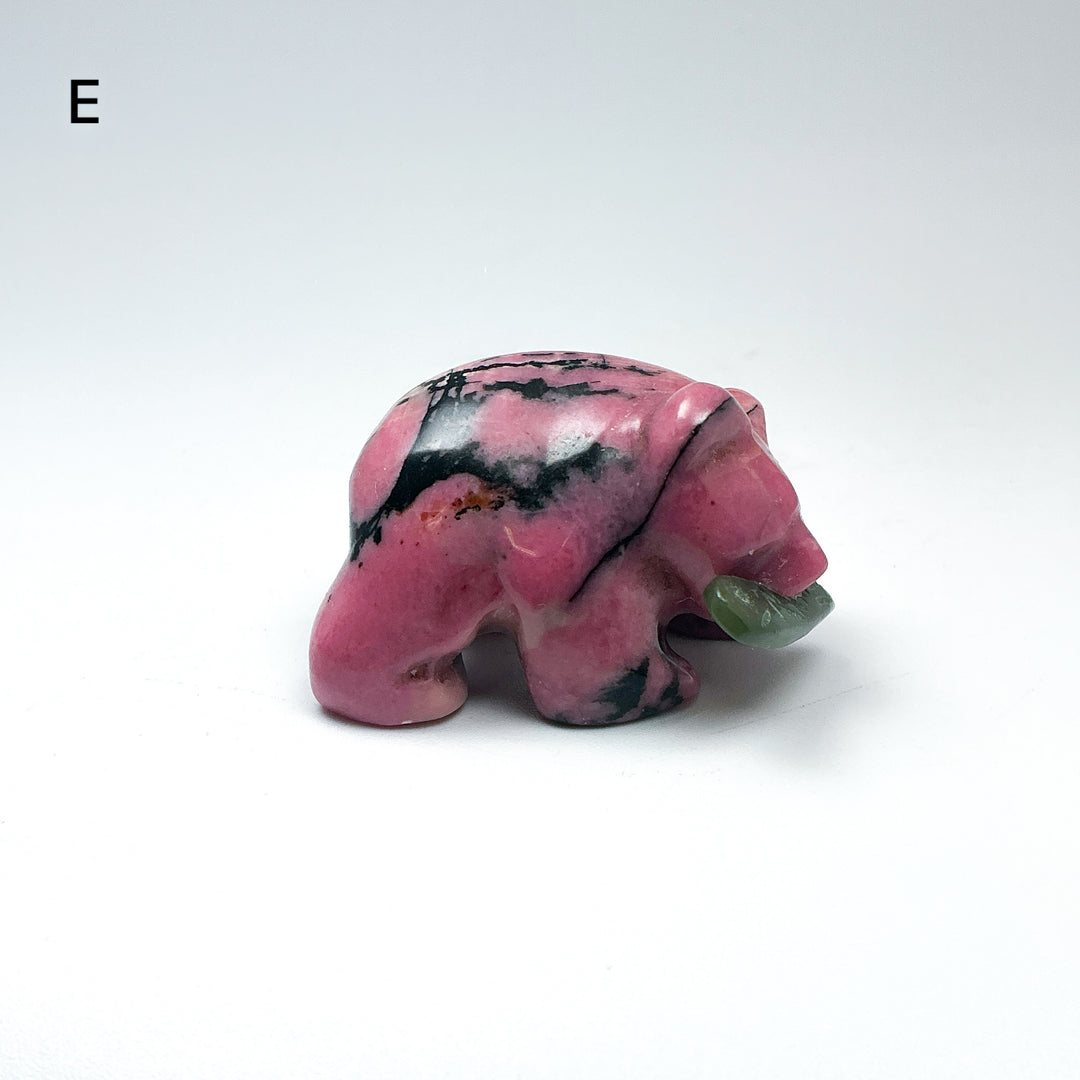 Rhodonite Bear with Canadian Jade Fish Carving - Rocks and Gems Canada