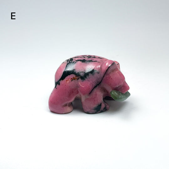 Rhodonite Bear with Canadian Jade Fish Carving - Rocks and Gems Canada