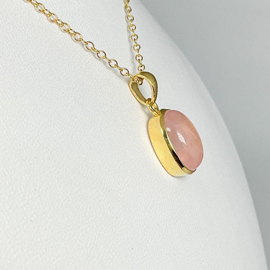 Rose Quartz Gold Finish Pendant - Rocks and Gems Canada