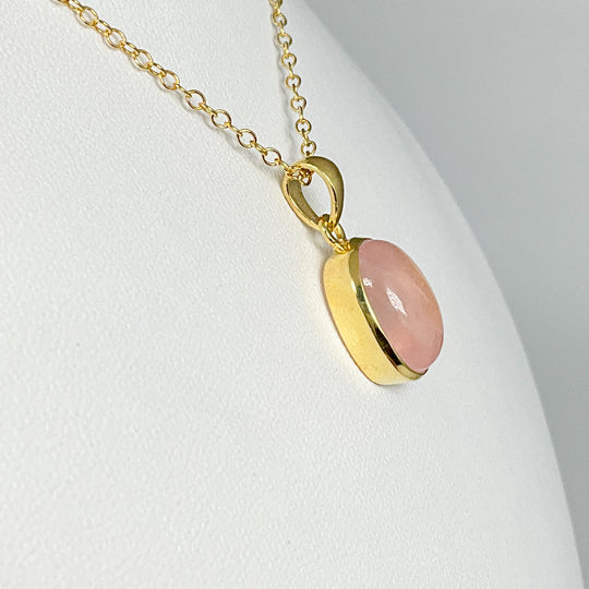 Rose Quartz Gold Finish Pendant - Rocks and Gems Canada