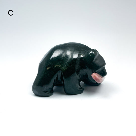 BC Jade Bear with Rhodonite Fish Carving - Rocks and Gems Canada