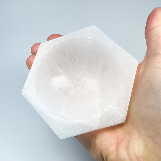 Selenite Hexagon Bowl - Rocks and Gems Canada