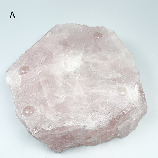 Rose Quartz Candle Holder - Rocks and Gems Canada
