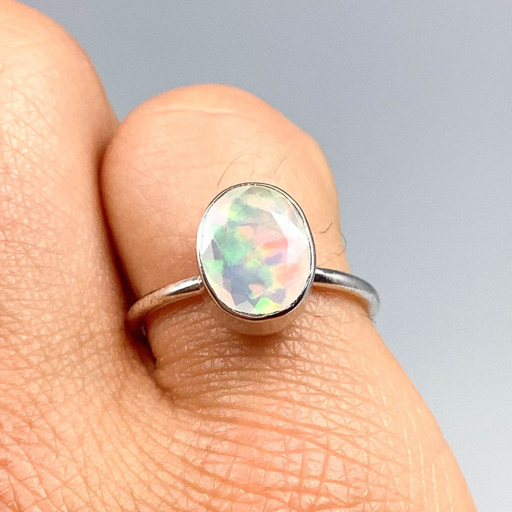 Faceted Ethiopian Fire Opal Ring-Rocks and Gems Canada