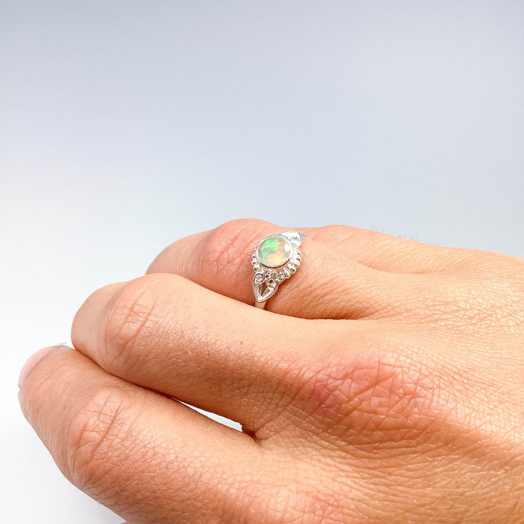 Faceted Ethiopian Fire Opal Ring-Rocks and Gems Canada