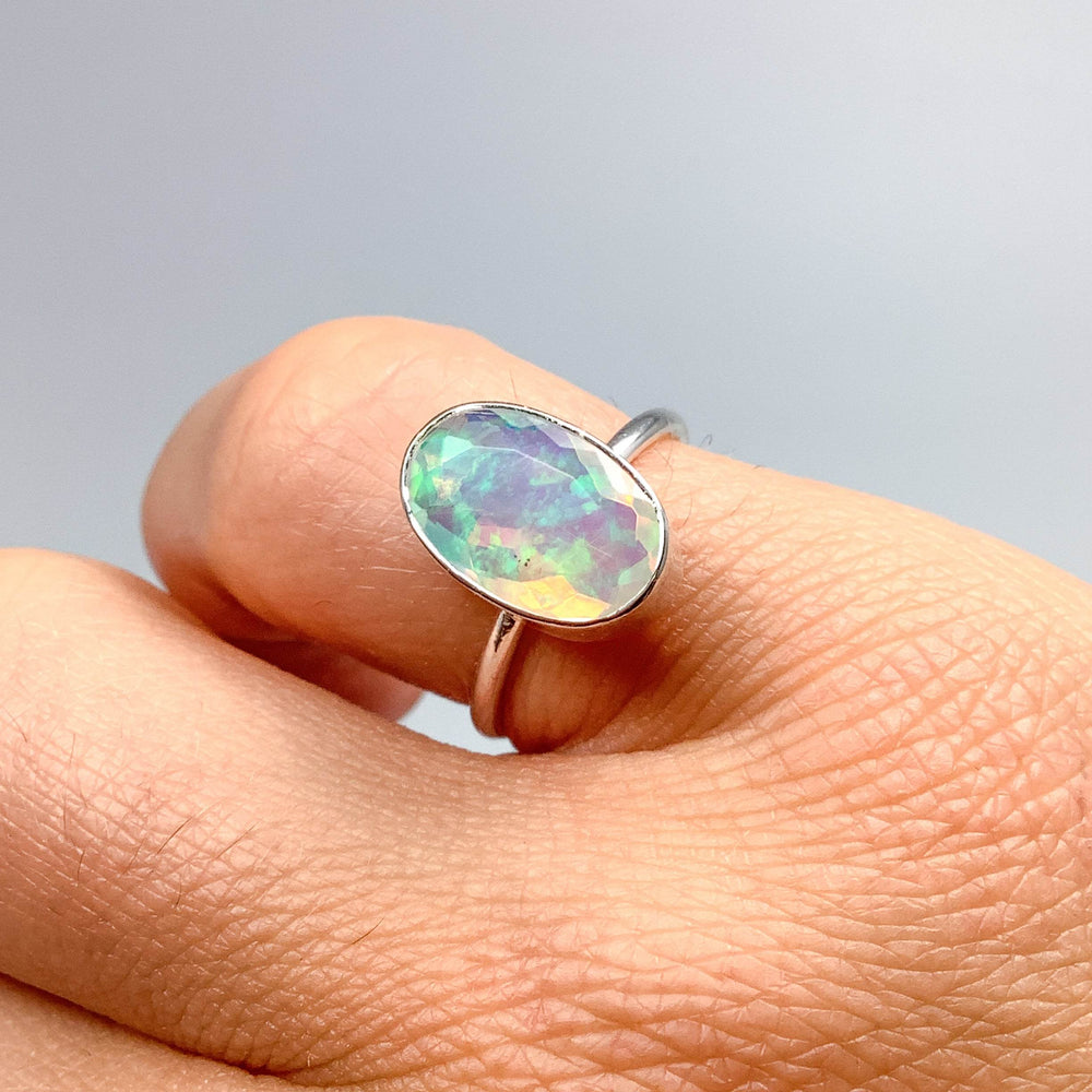 Faceted Ethiopian Fire Opal Ring-Rocks and Gems Canada