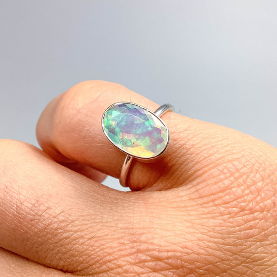 Faceted Ethiopian Fire Opal Ring-Rocks and Gems Canada