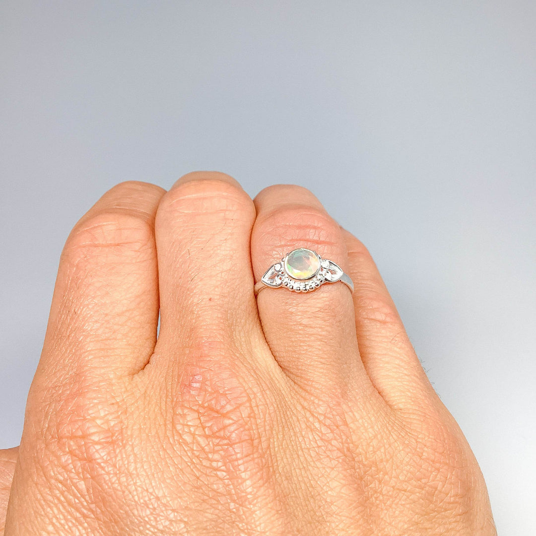Faceted Ethiopian Fire Opal Ring-Rocks and Gems Canada