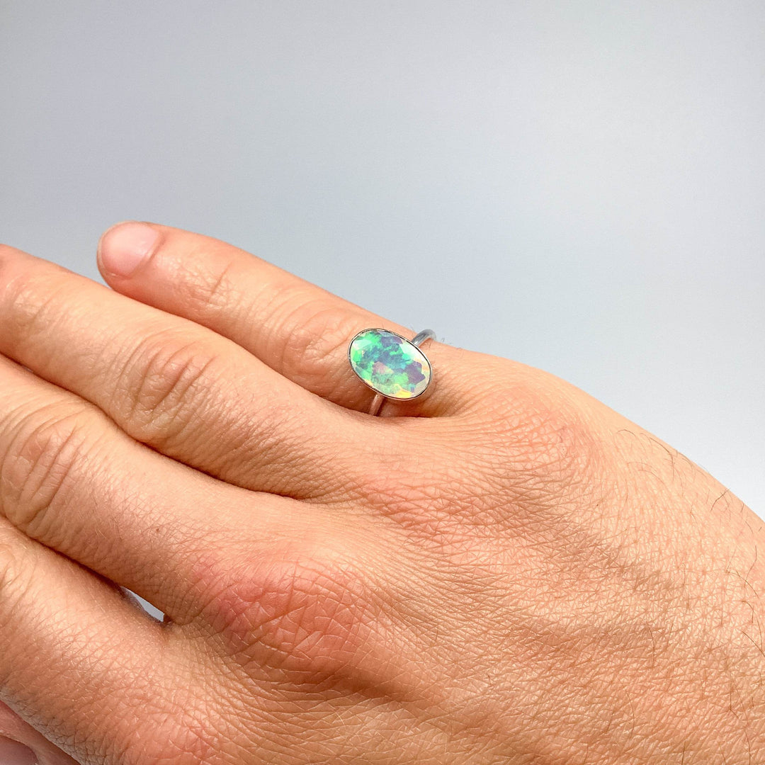 Faceted Ethiopian Fire Opal Ring-Rocks and Gems Canada