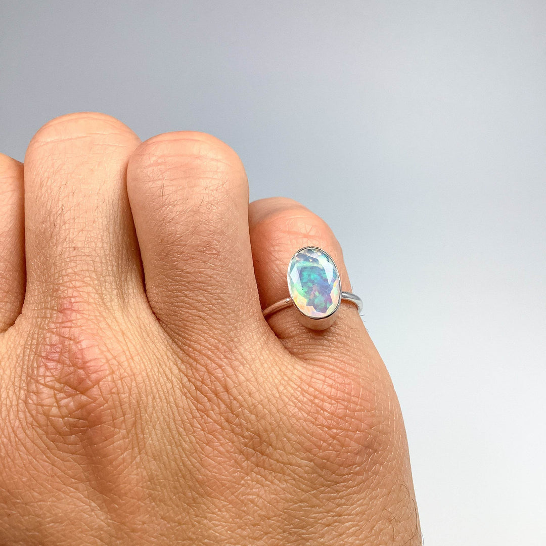 Faceted Ethiopian Fire Opal Ring-Rocks and Gems Canada