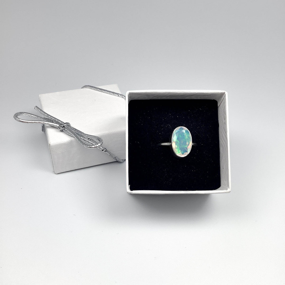 Faceted Ethiopian Fire Opal Ring-Rocks and Gems Canada