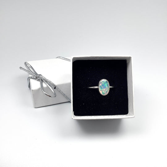 Faceted Ethiopian Fire Opal Ring-Rocks and Gems Canada
