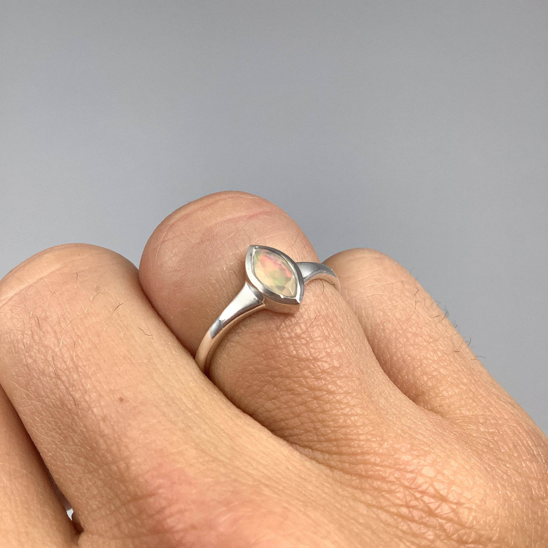 Faceted Fire Opal Ring-Rocks and Gems Canada