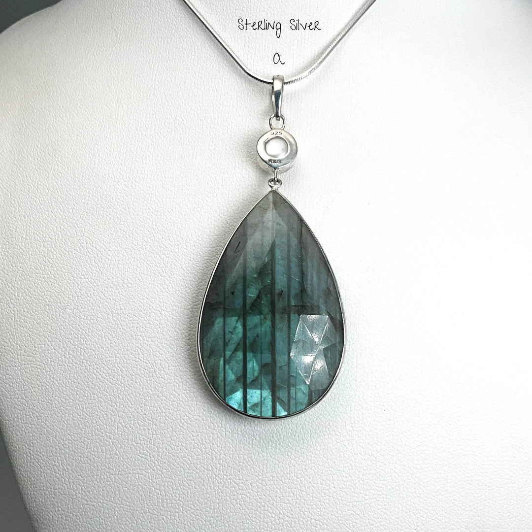 Faceted Labradorite and Pearl Pendant-Rocks and Gems Canada