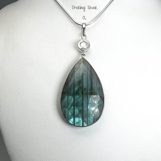 Faceted Labradorite and Pearl Pendant-Rocks and Gems Canada