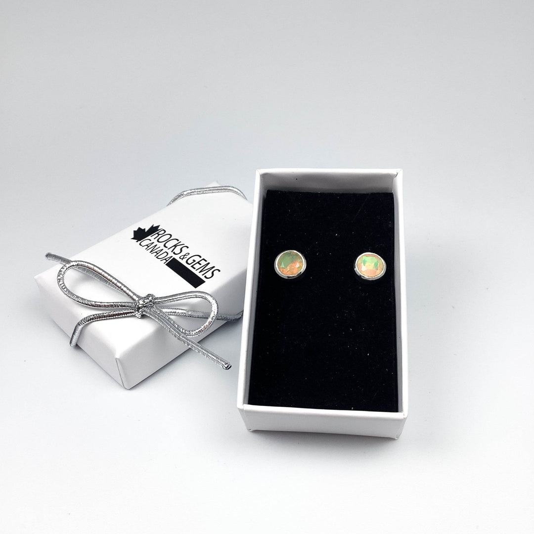 Fire Opal Studs Earrings-Rocks and Gems Canada